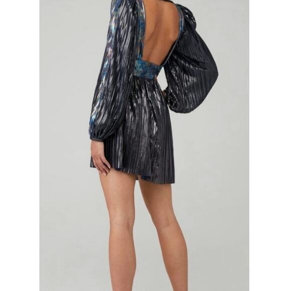 New FREE PEOPLE by Sabina Musayev Wendy Mini Dress $325 LARGE Dark Silver - Picture 2 of 6